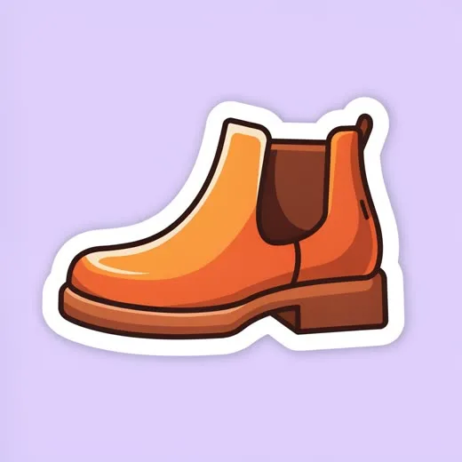 An orange and brown ankle boot on a lilac background